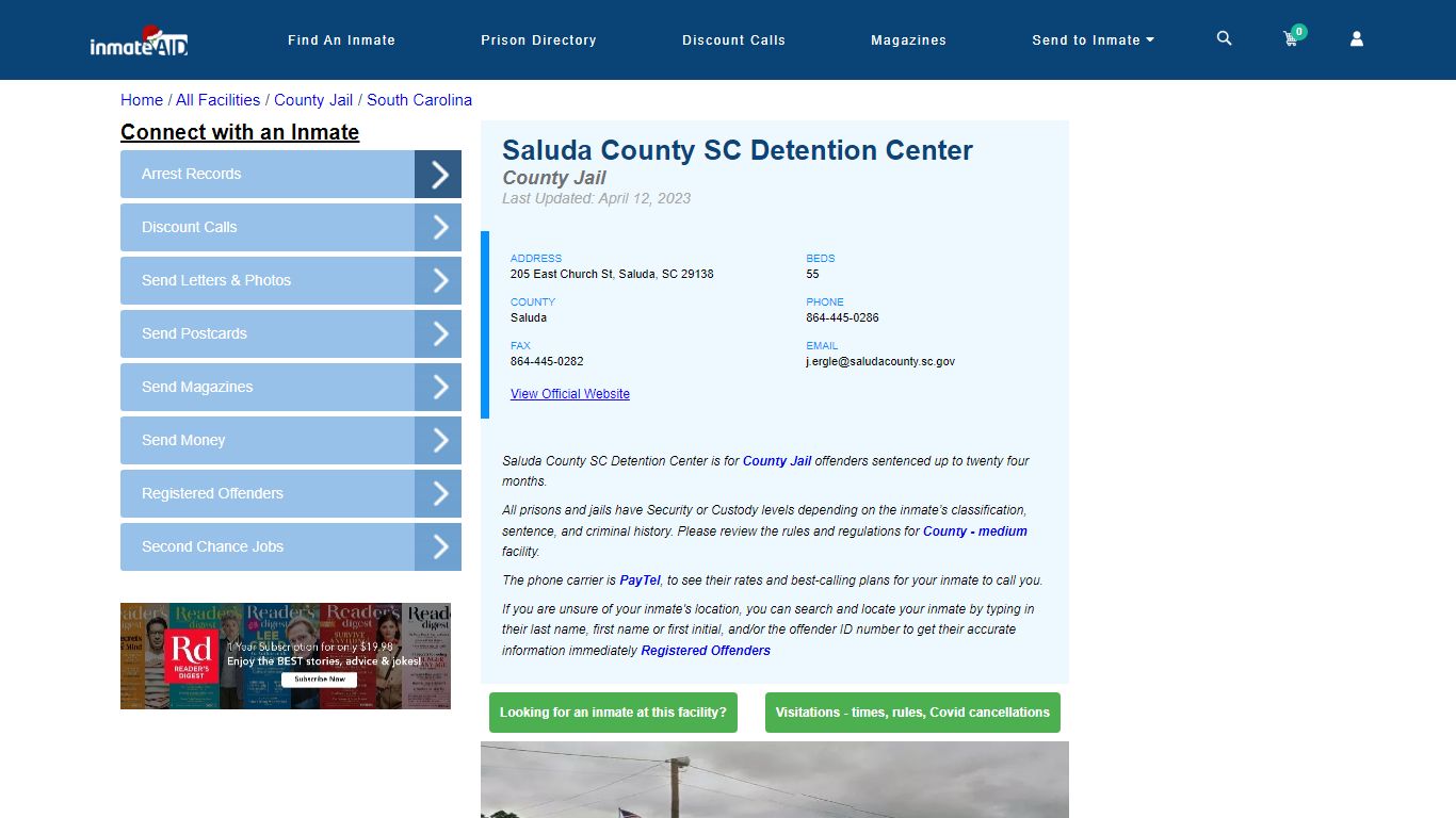 Saluda County SC Detention Center - Inmate Locator - Saluda, SC